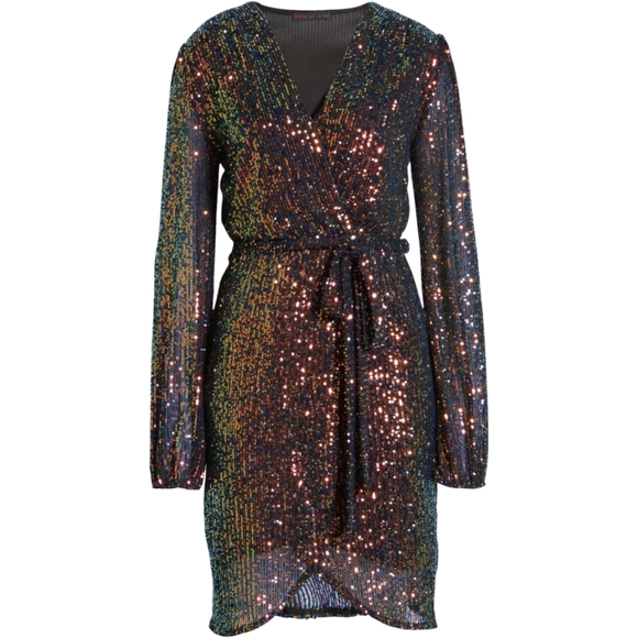 Fraiche by J Sparkling Sequined Wrap Dress - Picture 3 of 10